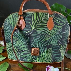 Dooney & Bourke Green Palm Leaf Print Women's Bag VTG